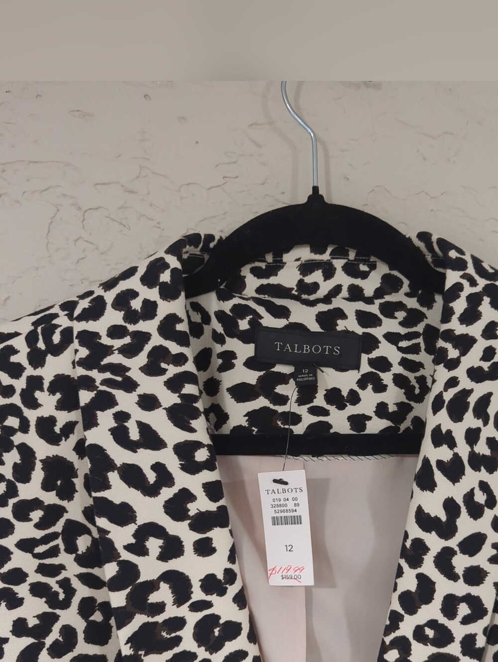 NWT Talbots Cream and White Leopard-Print Blazer Women's 12 Office Chic Animal - Picture 4 of 16